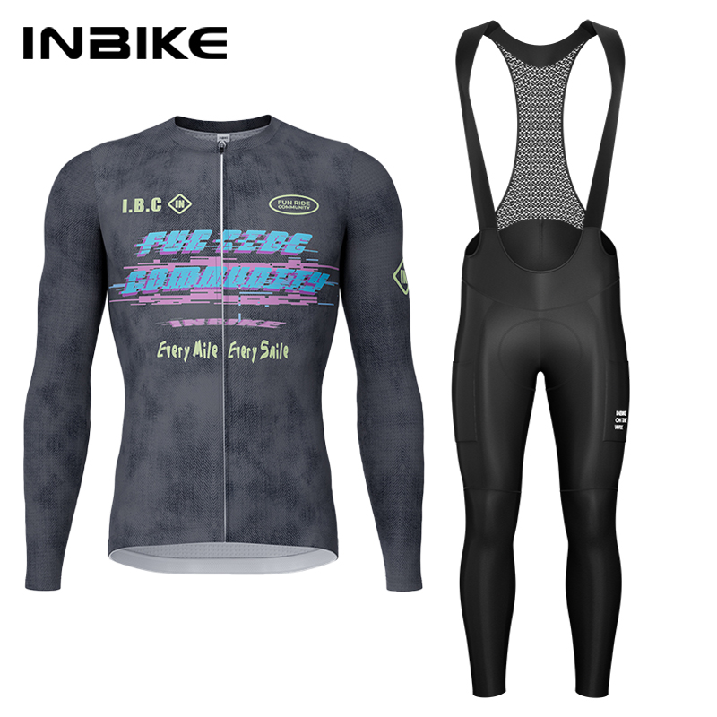 Cycling Gear Clothing - ชุดปั่นจักรยาน INBIKE สำหรับฤดูใบไม้ผลิและฤดูใบไม้ร่วง เสื้อปั่นจักรยานแขนยาว กางเกงปั่นจักรยานแบบมีแผ่นรอง ชุดปั่นจักรยานเสือภูเขาและเสือหมอบ