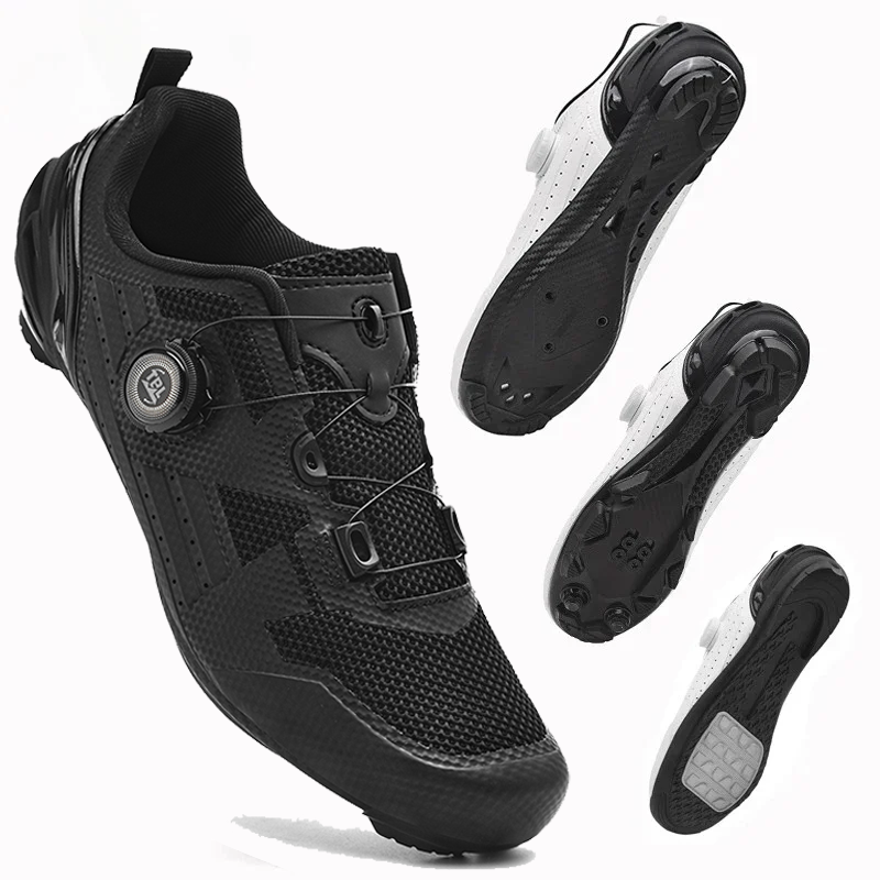 Road Bike Cleats - แผนที่รองเท้าขี่จักรยานชายBreathableฤดูร้อนSelf-Locking Cleat Non-Slip Mountainจักรยานรองเท้าผู้ชายSPD Racingรองเท้าผ้าใบน้ําหนักเบา