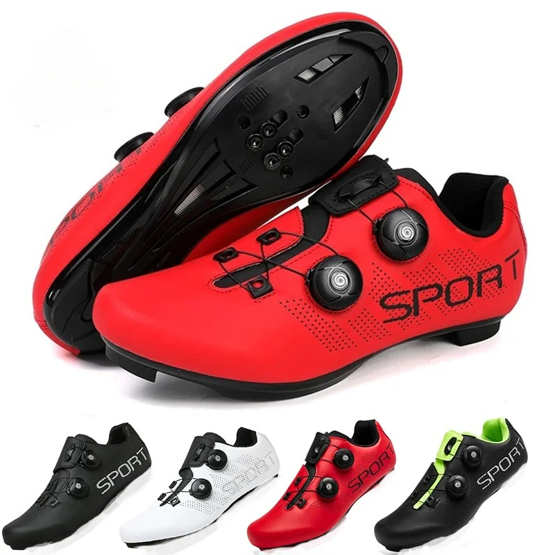 Road Bike Cleats - รองเท้าปั่นจักรยานเสือหมอบสำหรับผู้ชาย รุ่นคลาสสิก แบบล็อคอัตโนมัติ รองเท้าจักรยานแบบแข่ง รองเท้าปั่นจักรยานสำหรับผู้หญิง