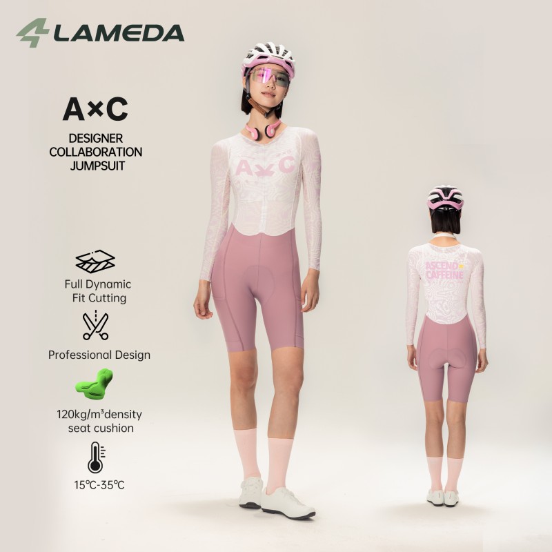 Cycling Gear For Sale - ชุดจั๊มสูทปั่นจักรยานแขนยาวสำหรับผู้หญิง LAMEDA ชุดปั่นจักรยานแบบชิ้นเดียว ระบายอากาศ แห้งเร็ว ชุดบอดี้สูทสำหรับปั่นจักรยานบนถนน