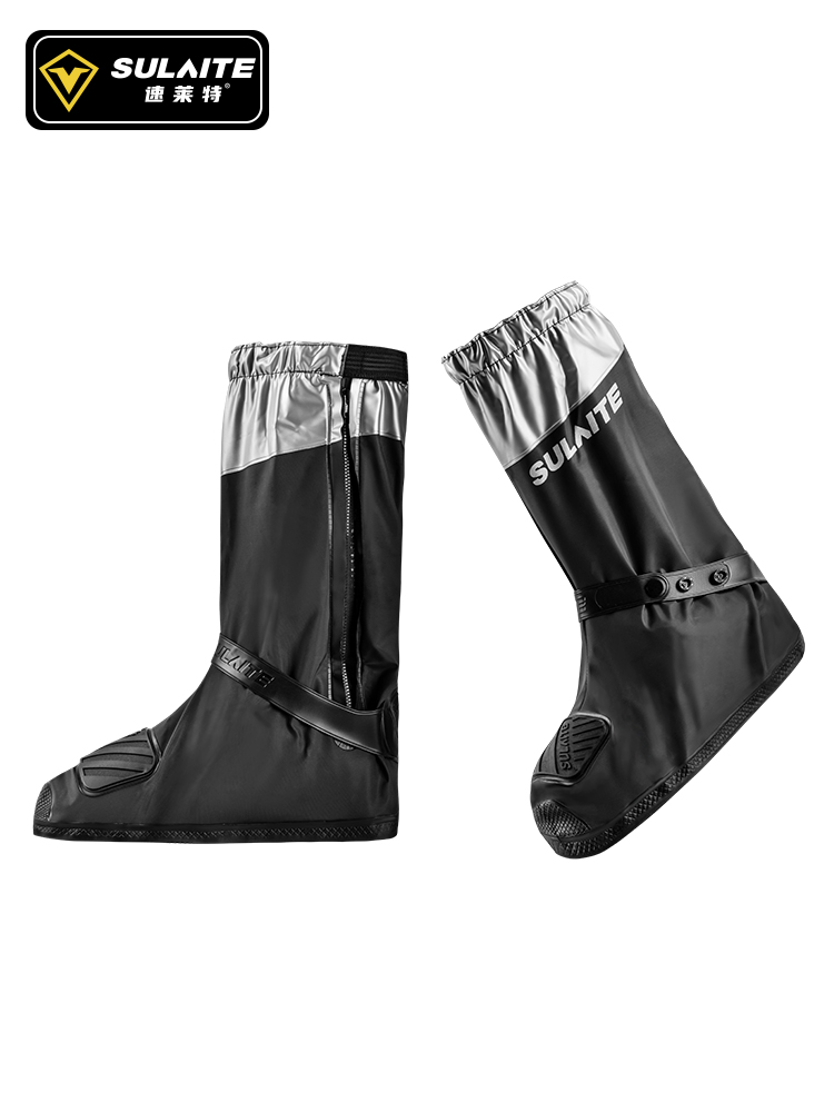 Cycling Gear Rain - Sulaite รองเท้าบูทหน้าฝนขี่มอเตอร์ไซค์กันน้ำถุงหุ้มรองเท้าสะท้อนแสง, อุปกรณ์ป้องกันป้องกันรองเท้าขี่จักรยานใช้ซ้ำได้