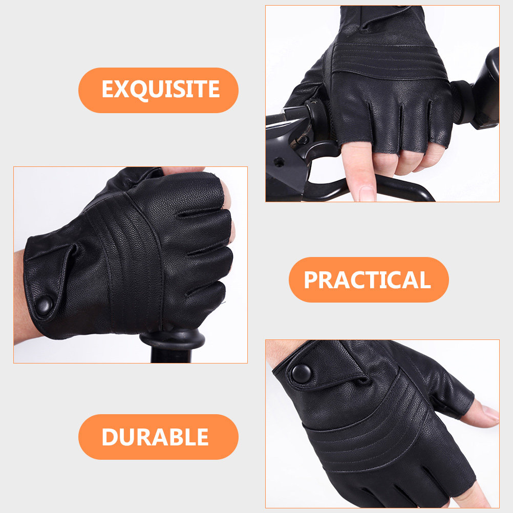 Cycling Gear Black - ถุงมือผู้ชายสีดำแบบไม่มีนิ้ว 1 คู่ ถุงมือปั่นจักรยานแบบครึ่งนิ้ว น้ำหนักเบา สวมใส่สบาย