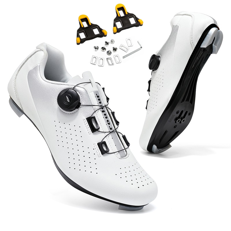 Road Bike Cleats - รองเท้าปั่นจักรยานแบบมีปุ่มล็อค รองเท้าปั่นจักรยานความเร็วสูง รองเท้าผ้าใบสำหรับปั่นจักรยานชาย รองเท้าปั่นจักรยานหญิง แบบล็อคอัตโนมัติ กันลื่น