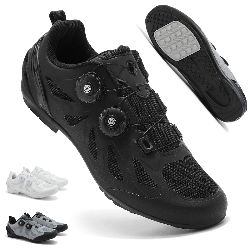 Road Bike Cleats - รองเท้าจักรยานเสือภูเขาแบบไม่ใช้คลีทสำหรับผู้ชายและผู้หญิง รองเท้าปั่นจักรยานแบบไม่มีปุ่มล็อค รองเท้าปั่นจักรยานแบบเรียบสำหรับถนนและเสือภูเขา
