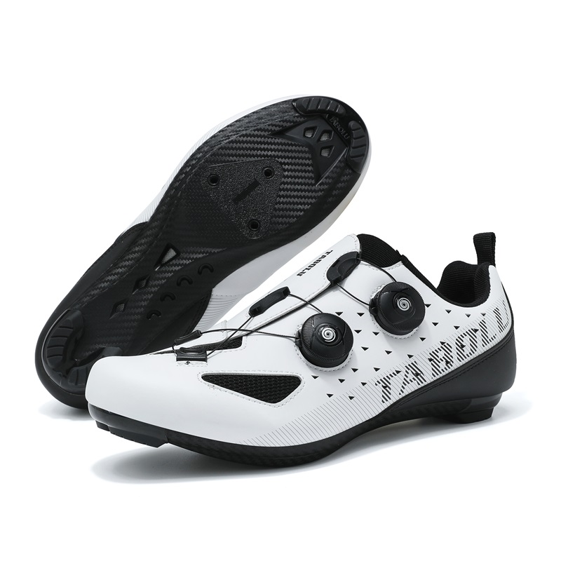Road Bike Cleats - รองเท้าปั่นจักรยานแบบมีปุ่มล็อค รองเท้าสปีดไซคลิ่ง รองเท้าผ้าใบสำหรับปั่นจักรยาน รองเท้าจักรยานสำหรับผู้ชายและผู้หญิง แบบล็อคอัตโนมัติ กันลื่น