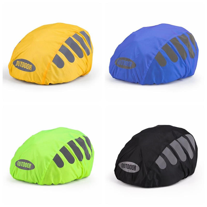 Cycling Gear Rain - 1 ชิ้นหมวกกันน็อคจักรยานผ้าคลุมกันฝนพร้อมแถบสะท้อนแสงกันน้ํากันลมหมวกกันน็อคจักรยานปกการมองเห็นสูงขี่จักรยานขี่เกียร์