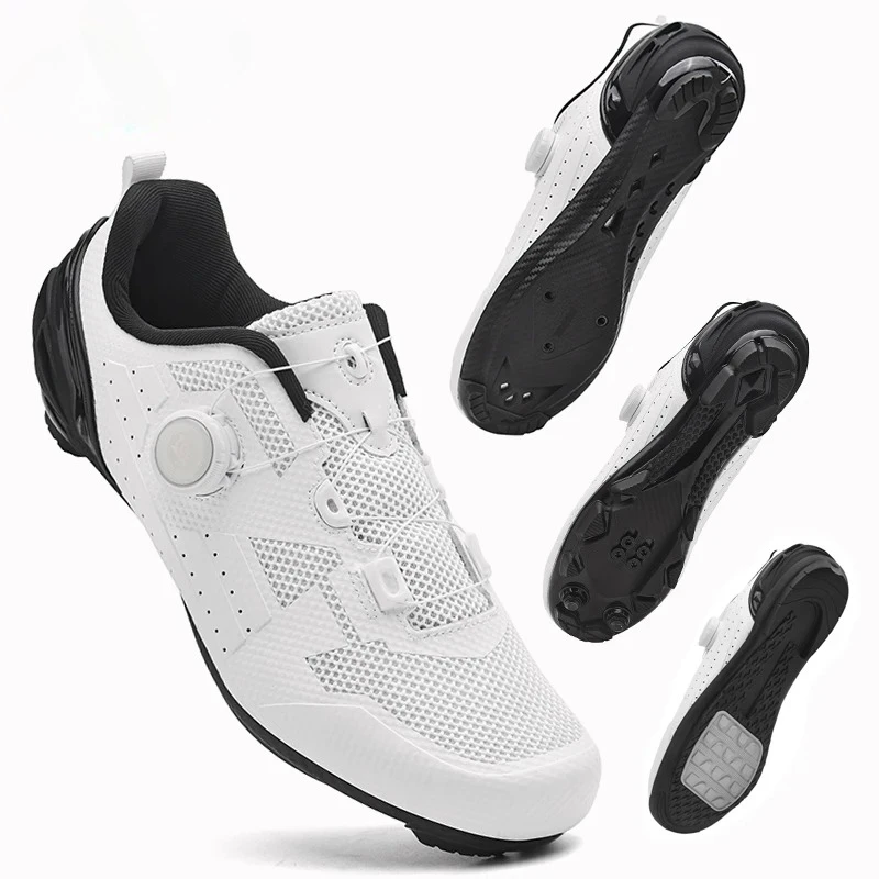 Road Bike Cleats - แผนที่รองเท้าขี่จักรยานชายBreathableฤดูร้อนSelf-Locking Cleat Non-Slip Mountainจักรยานรองเท้าผู้ชายSPD Racingรองเท้าผ้าใบน้ําหนักเบา