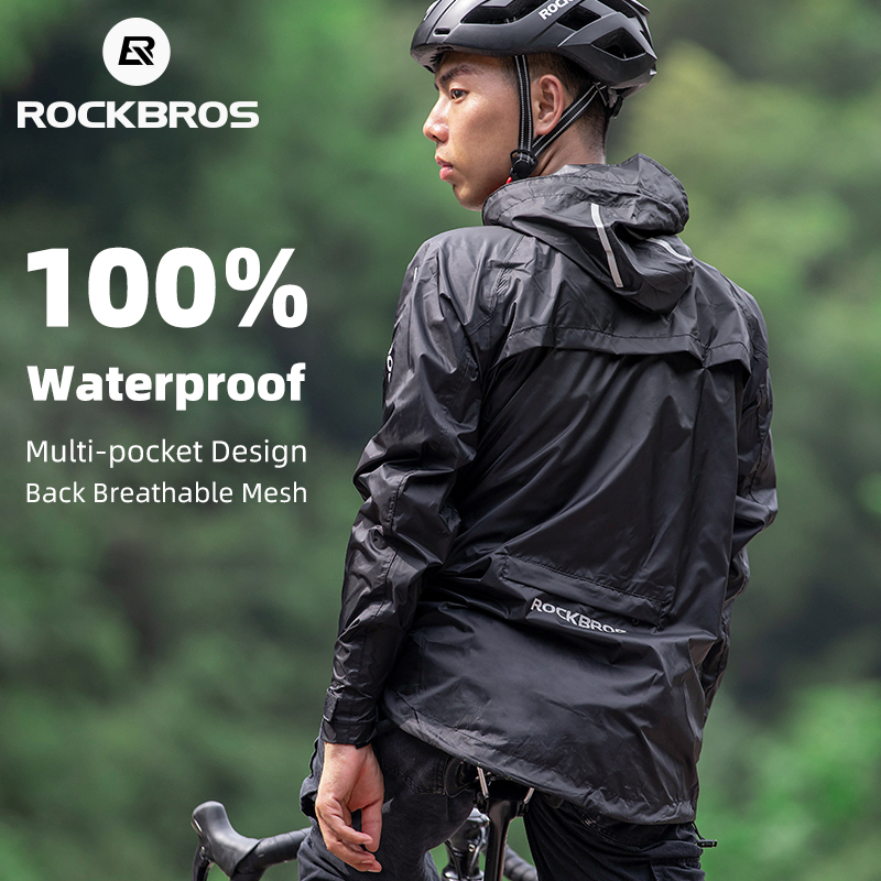 Cycling Gear Rain - ROCKBROS กันน้ําขี่จักรยานเสื้อกันฝนผู้ชายระบายอากาศกันลมสะท้อนแสงคลุมด้วยผ้าเสื้อกันฝนกีฬากลางแจ้งเสื้อกันลม