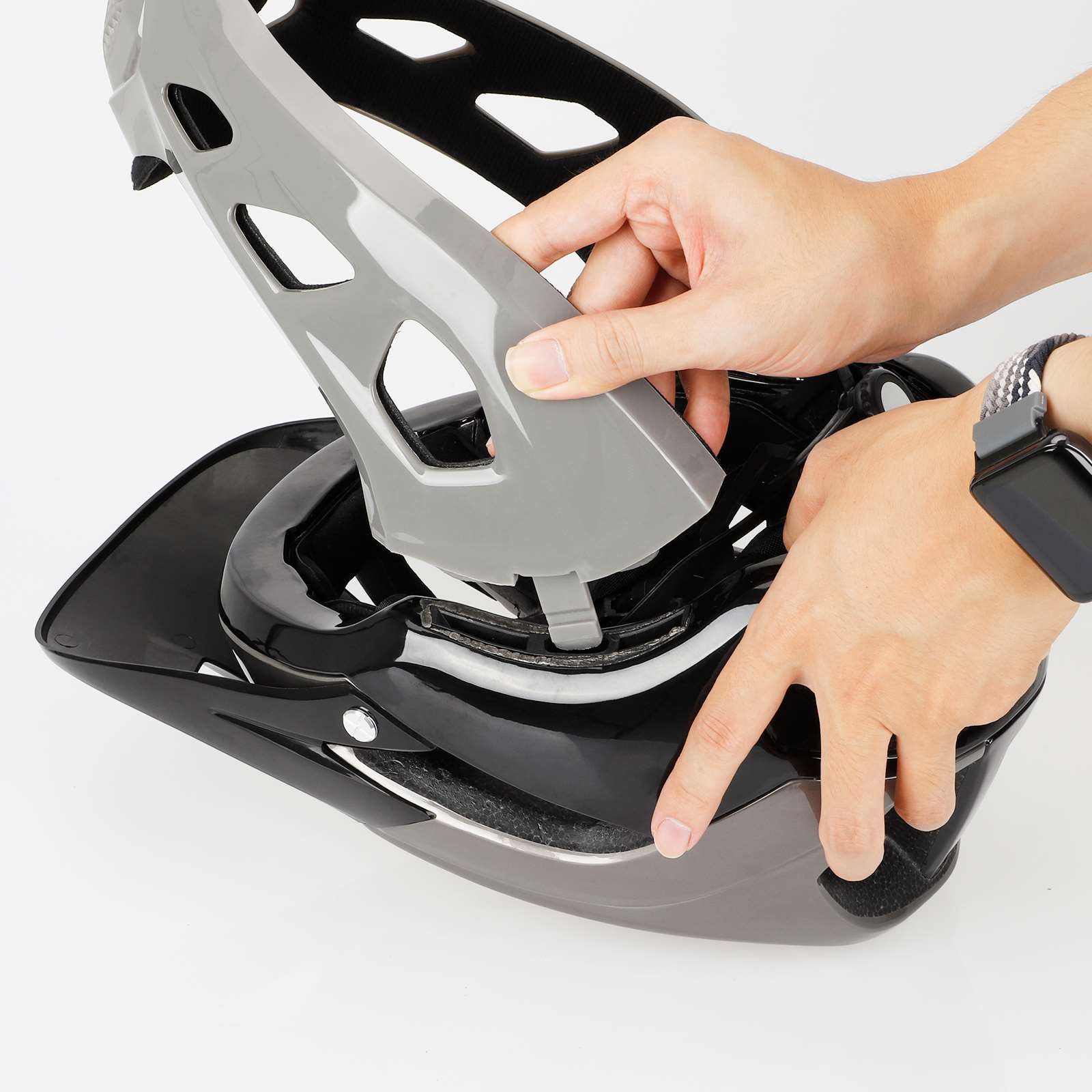 หมวกกันน็อคแบบเต็มหน้าถอดประกอ - Cycling Gear Black บทวิจารณ์และราคา